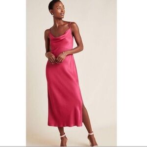 Anthropologie Pink 100% Viscose
Bias midi Slip Dress spaghetti strap cowl neck